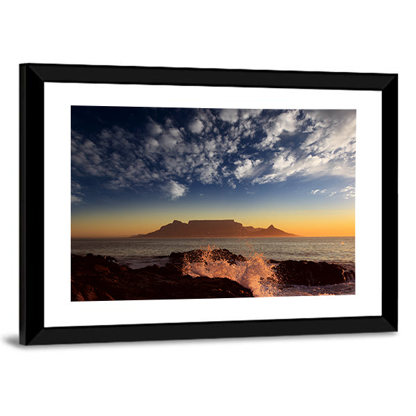 Table Mountain Sunset Over Ocean Canvas Wall Art