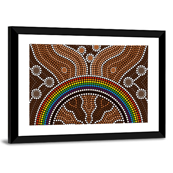 Aboriginal Rainbow Dot Painting Canvas Wall Art