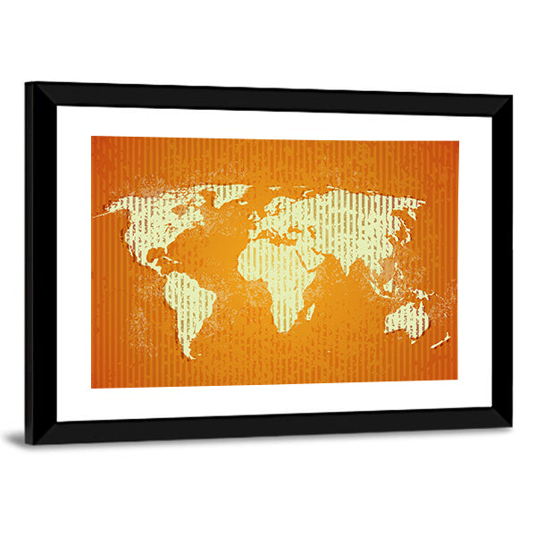 Vintage Old World Map with Stripes Canvas Wall Art