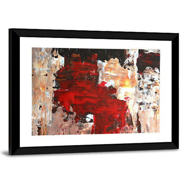 Bold Impasto Abstract in Red and Black Canvas Wall Art