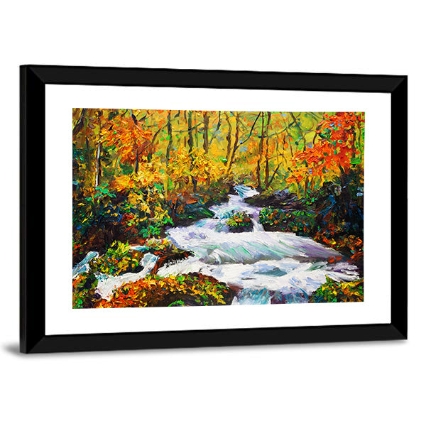Autumn Maple Waterfall Canvas Wall Art