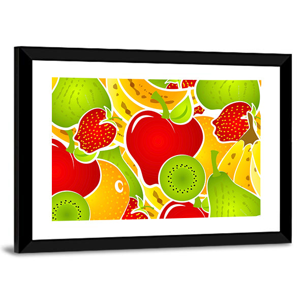 Healthy Fruit Illustration Canvas Wall Art