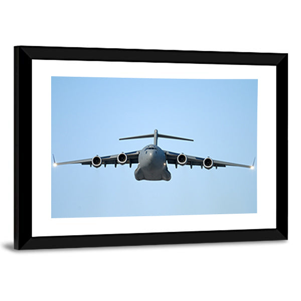 Flying Military Transport Plane Canvas Wall Art
