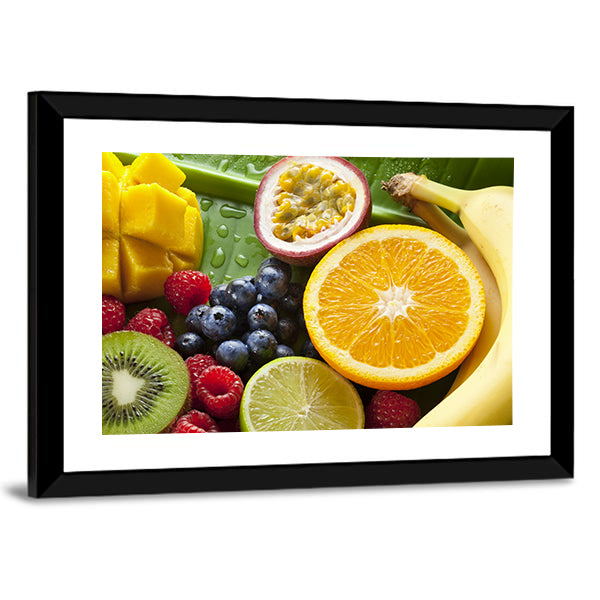 Fresh Tropical Fruit Still Life Canvas Wall Art