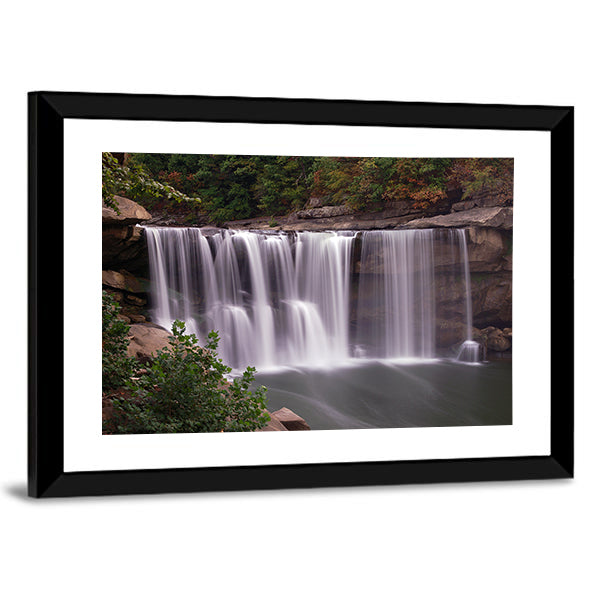 Cumberland Falls In Niagara Canvas Wall Art in white, brown and green, framed print, product view on a white background