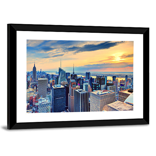New York City Skyline at Dusk Canvas Wall Art