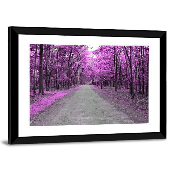 Forest Road In Autumn Canvas Wall Art