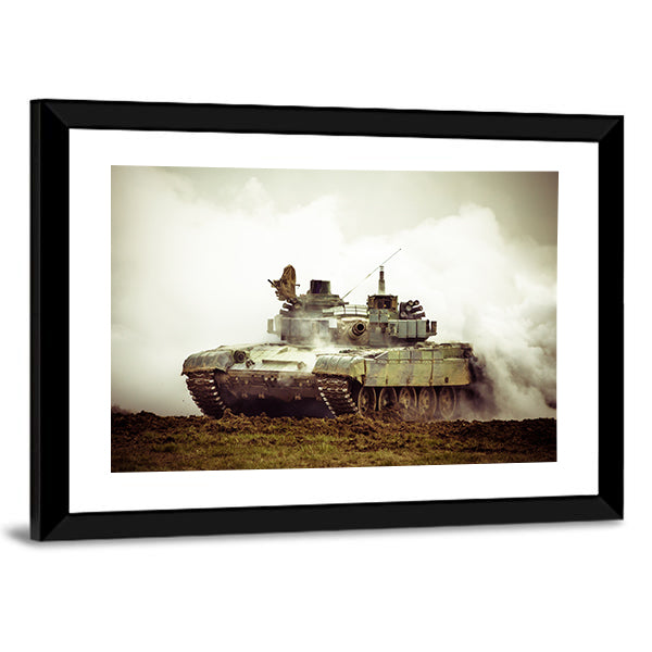 Military Tank On War Canvas Wall Art