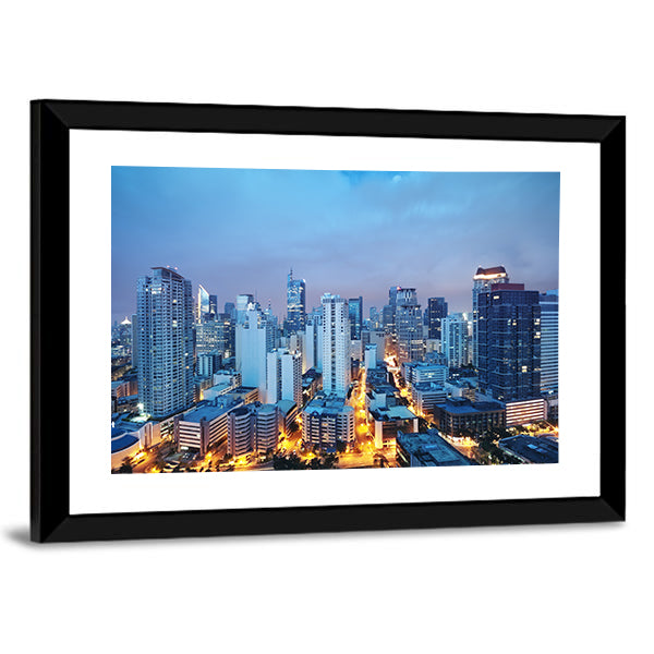 Manila Skyline at Twilight Canvas Wall Art
