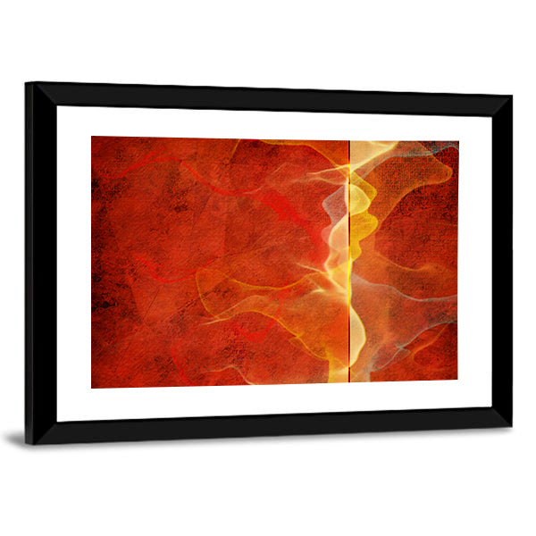 Fiery Marble Abstract in Red and Gold Canvas Wall Art