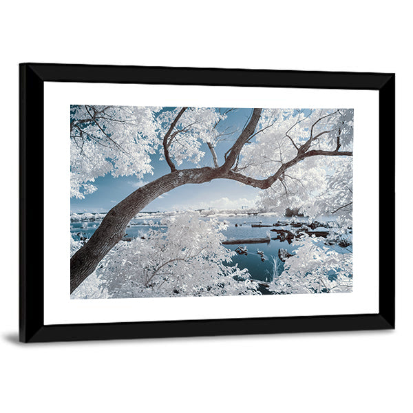 Landscape Of Forest And Pond Canvas Wall Art