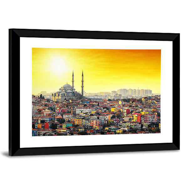 Mosque Suleymaniye At Sunset In Istanbul Canvas Wall Art