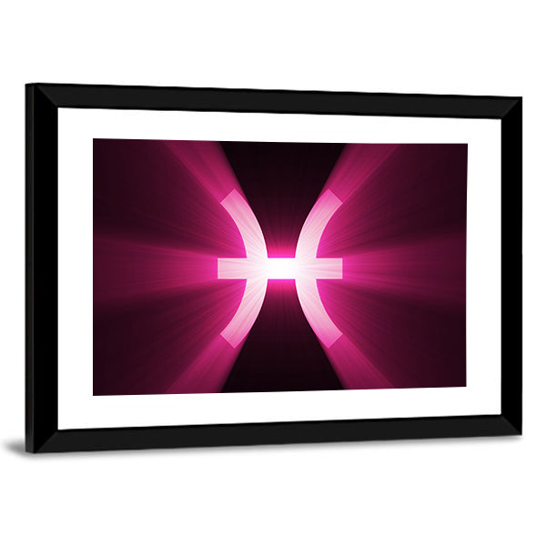 Glowing Pisces Zodiac Symbol Canvas Wall Art
