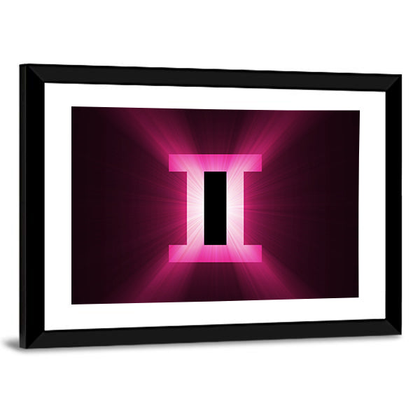 Glowing Gemini Zodiac Symbol Canvas Wall Art