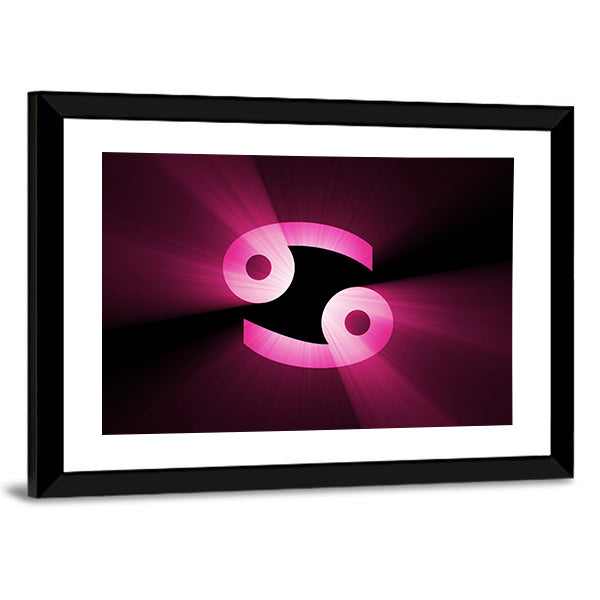 Magenta Cancer Zodiac Symbol Canvas Wall Art