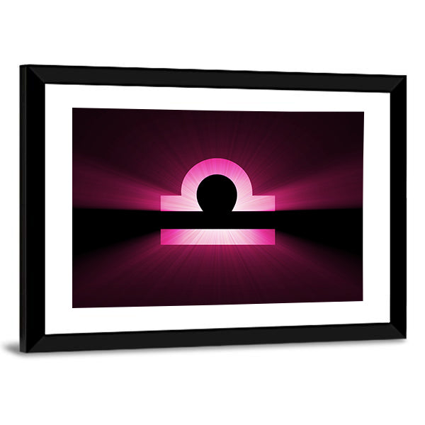 Glowing Magenta Libra Zodiac Symbol Canvas Wall Art