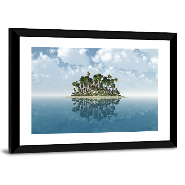 Tropical Island with Mirror Reflection Canvas Wall Art