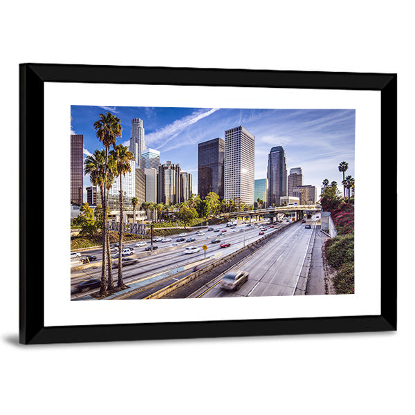 Downtown Los Angeles Highway and Skyline Canvas Wall Art