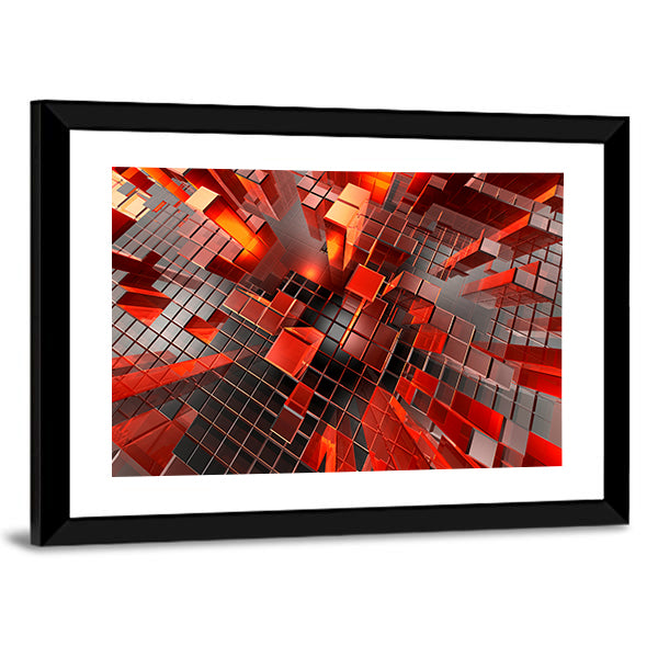 Futuristic Geometric City Blocks Abstract Canvas Wall Art