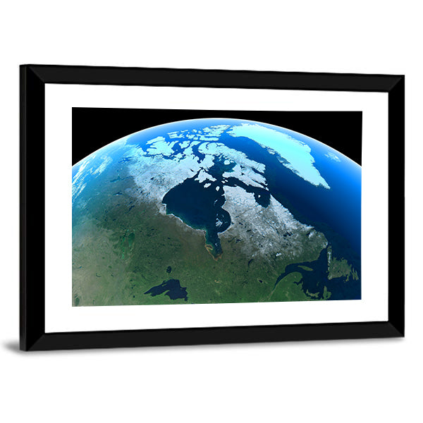 Canada &amp; Greenland From Space Canvas Wall Art