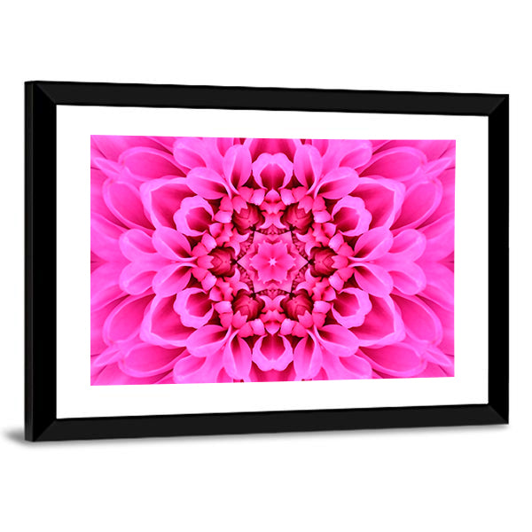 Pink Concentric Flower Canvas Wall Art in pink, framed print, product view on a white background