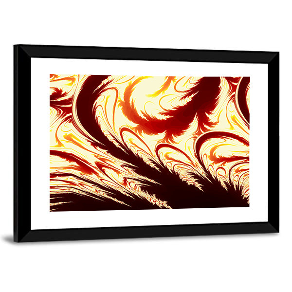 Fractal Flame Feather Illustration Canvas Wall Art