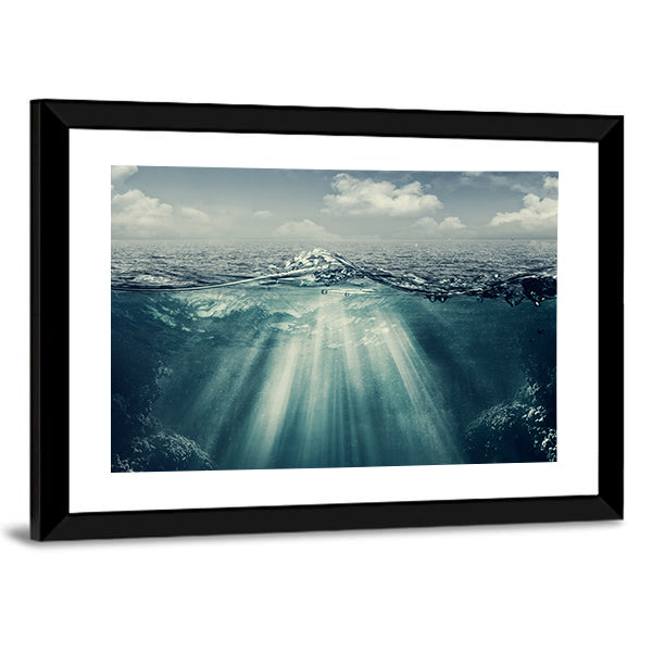 Split Perspective Underwater Ocean Landscape Canvas Wall Art