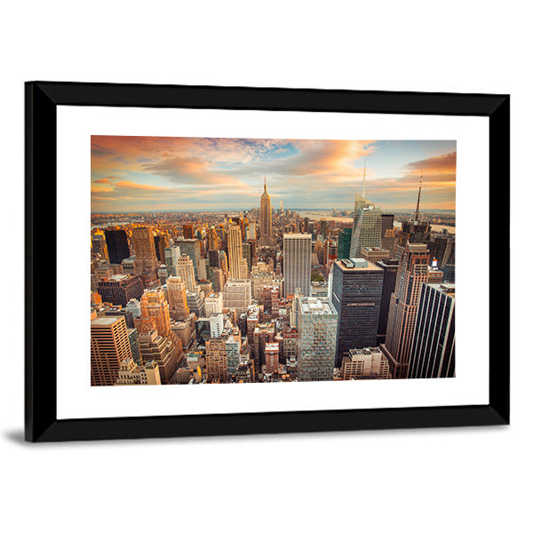 New York City At Sunset Canvas Wall Art
