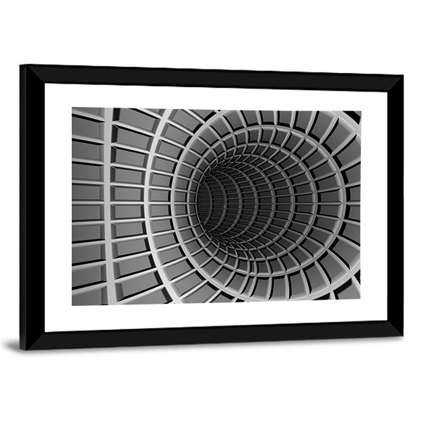 Dark Metal Tunnel Abstract Canvas Wall Art