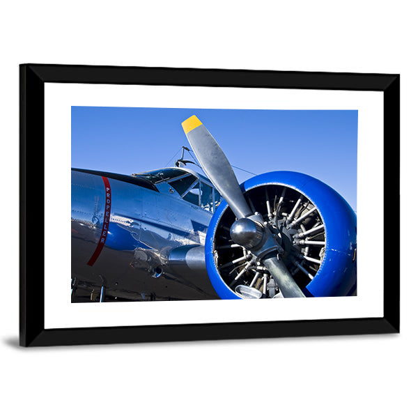 Close Up Of Vintage Military Airplane Canvas Wall Art