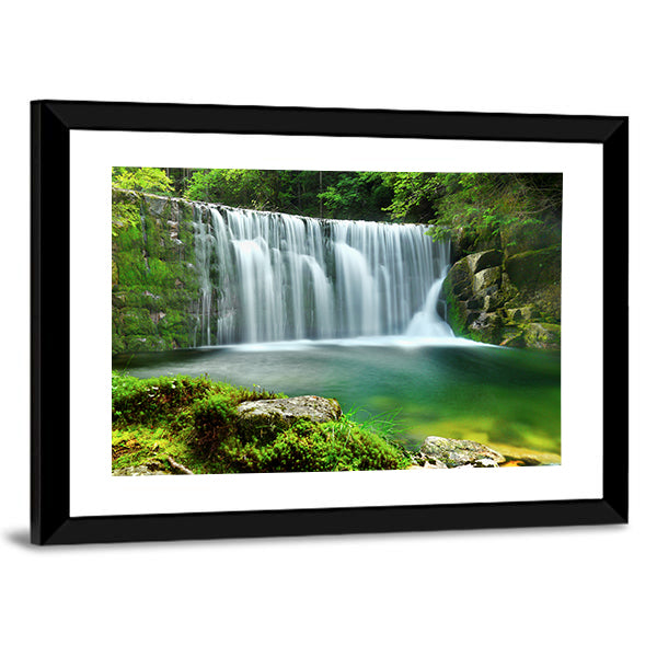 Emerald Lake Forest Waterfall Canvas Wall Art