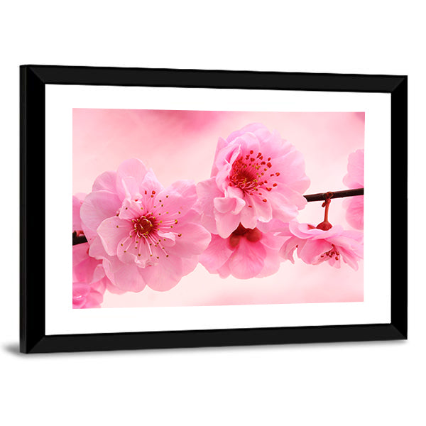 Pink Flowers In Spring Canvas Wall Art