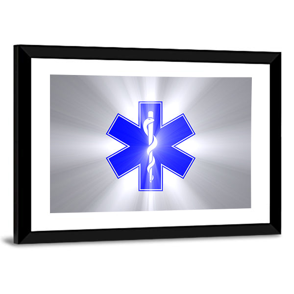 Star of Life with Rod of Asclepius Canvas Wall Art