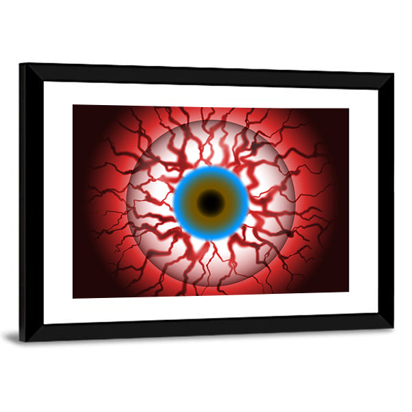 Spooky Bloodshot Eyeball With Veins Canvas Wall Art