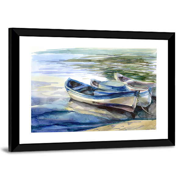 Seascape with Three Boats Canvas Wall Art