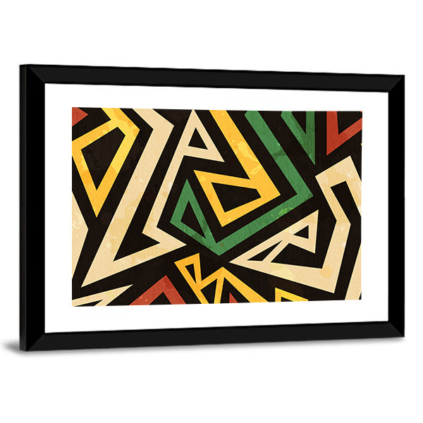 African Geometric Seamless Pattern Canvas Wall Art
