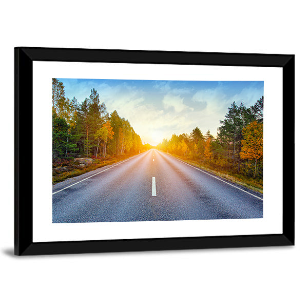 Scenic Road In Sweden Canvas Wall Art