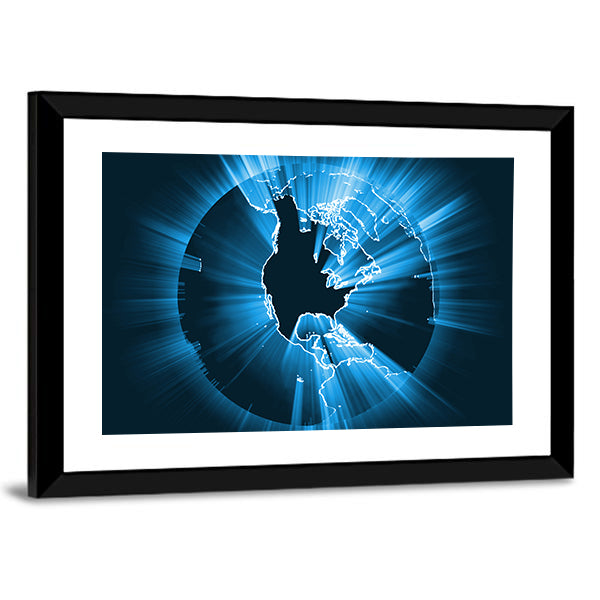 Glowing Coastline Starburst Light Flare Canvas Wall Art