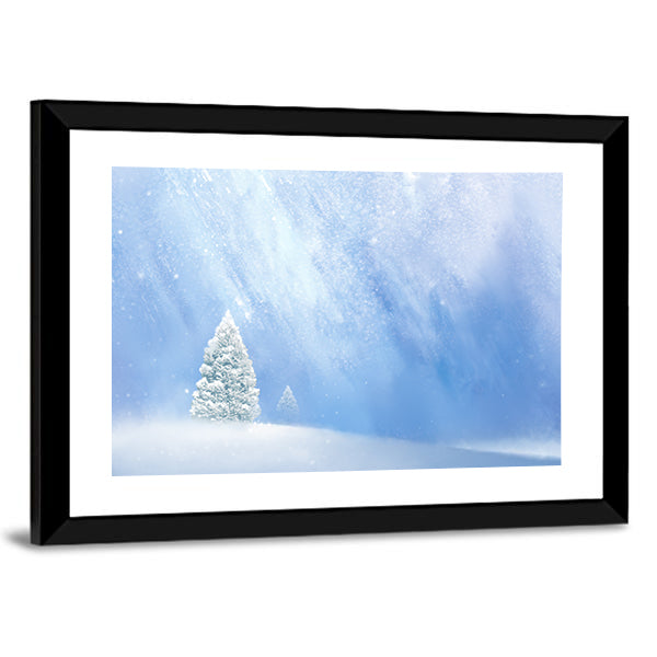 Snow-covered Pines in Soft Winter Light Canvas Wall Art