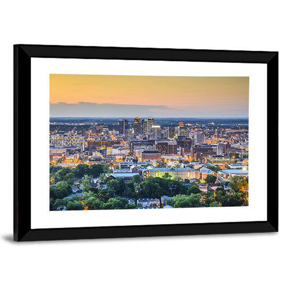 Birmingham Downtown Skyline In Alabama Canvas Wall Art