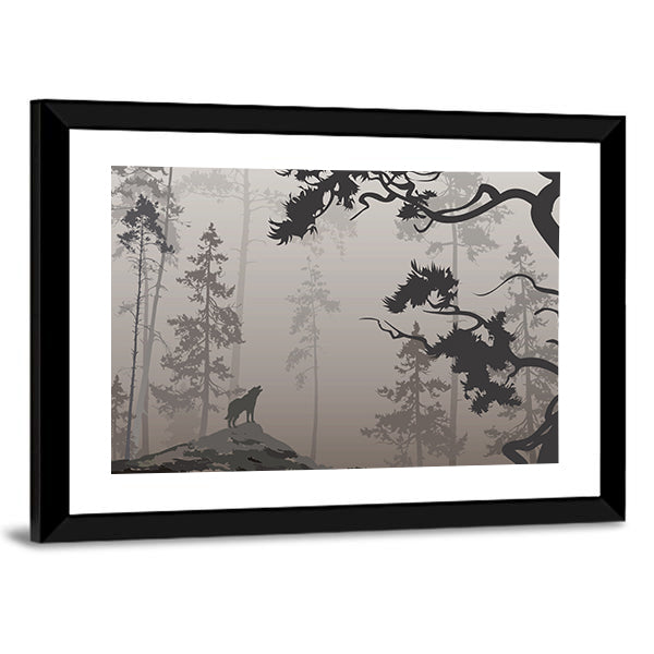 Wolf In The Forest Canvas Wall Art