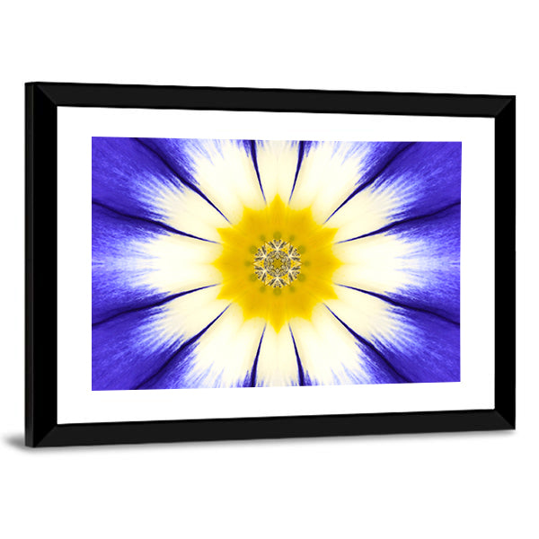 Kaleidoscope Blue Mandala Flower Canvas Wall Art