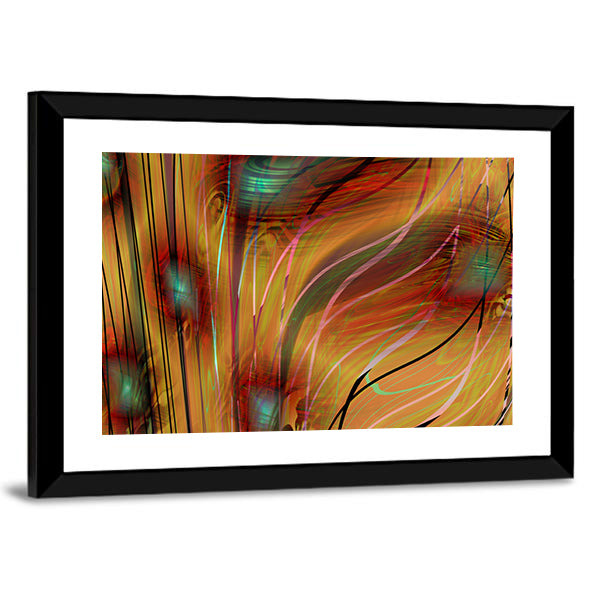 Swirling Teal, Gold, and Pink Abstract Canvas Wall Art