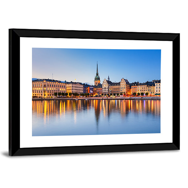 Gamla Stan In Stockholm At Evening Canvas Wall Art