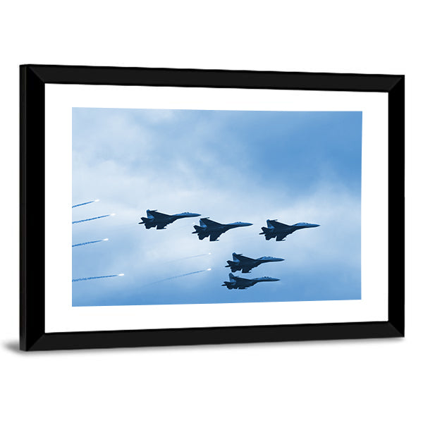 Modern Squadron Of Military Planes Canvas Wall Art