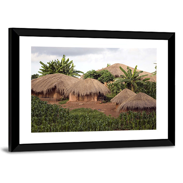 Thatched Huts In Small Village In Rural Malawi Africa Canvas Wall Art