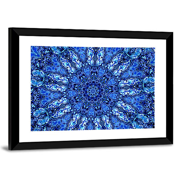 Blue Mandala Fractal Canvas Wall Art