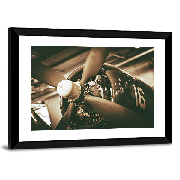 Vintage Military Aircraft Propeller Closeup Canvas Wall Art