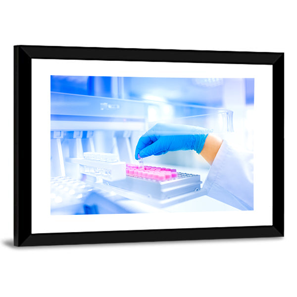 Hand Holding Vial in Medical Laboratory Canvas Wall Art