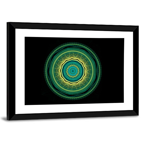 Green Mandala Flower Canvas Wall Art